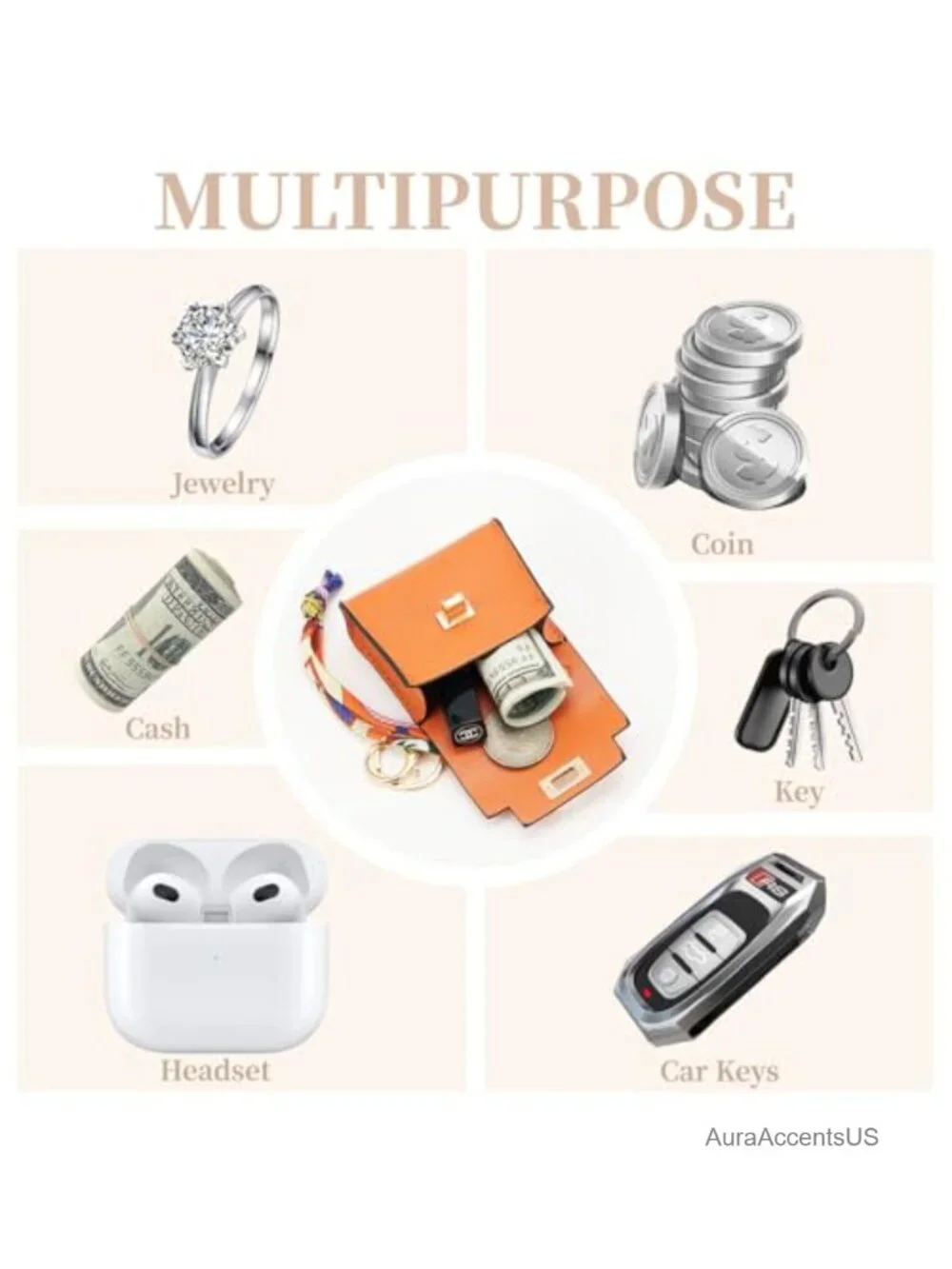 Women's Mini Backpack Keychain Coin Purse Twist Lock Faux Leather Pouch